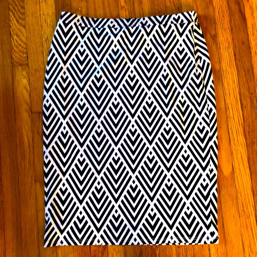 Black and white striped skirt